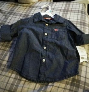 Dark blue button down collared shirt